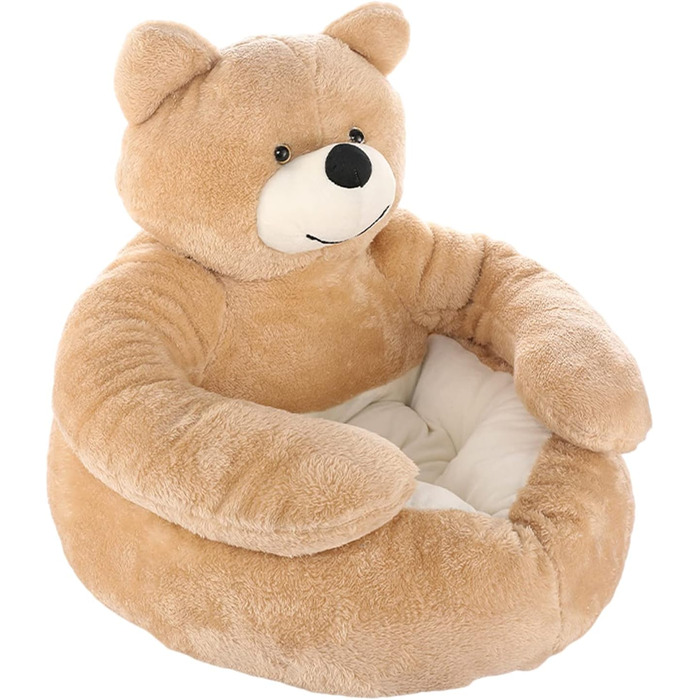 М'яке ліжко для котів та собак, плюшеве, кругле, знімний чохол, 60 см (Хакі)