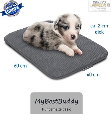 Килимок для собак MyBestBuddy Basic сірий XL з м'якої тканини, 120 x 70 см - для великих собак, 40°C, для алергіків