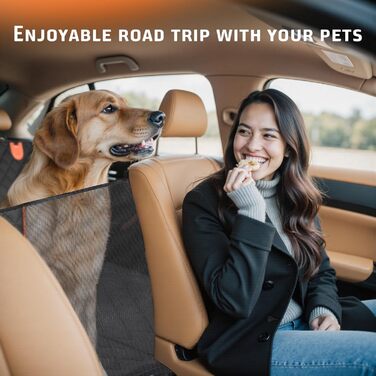 Накладна на сидіння автомобіля для собак Gimars, 157x137 см, велика, зносостійка, водовідштовхувальна, універсальна, з передньою кришкою та оглядовим вікном (чорний&оранжевий)