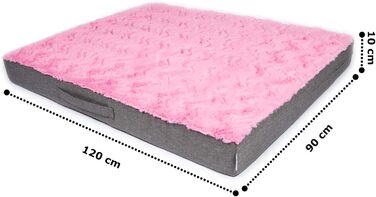 Килимок для собак CopcoPet Lucky Hundematratze: ортопедичний, неслизький, знімний, з м'якого штучного хутра (120 x 90 x 10 см, Рожевий)