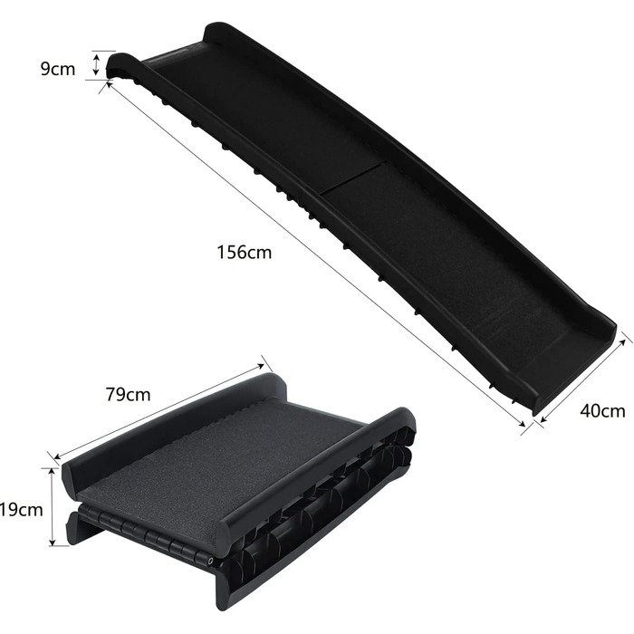 Рампа для собак Aufun: складана, чорна, до 90 кг, 156 x 40 см