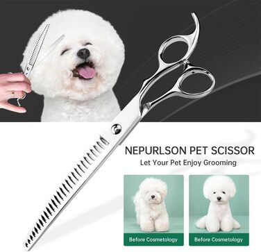 Професійна витончена ножиці для грумінгу собак та котів, 8 дюймів, з японської нержавіючої сталі, зменшує товщину шерсті на 75%