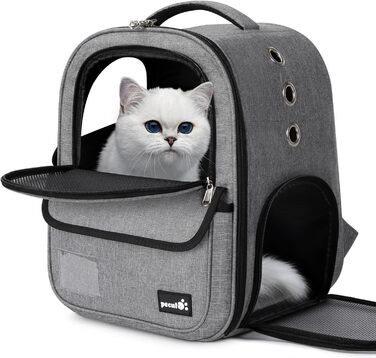 Рюкзак для котів та малих собак Pecute 6 кг, складаний, легкий, дихаючий, із замком та безпечним шнуром для подорожей і походів