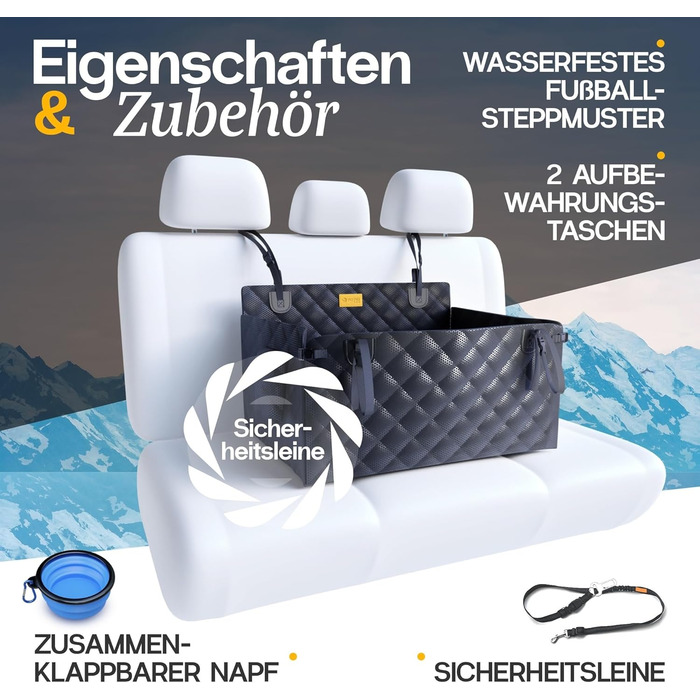 Автокрісло для собак PETPROVED - водонепроникний кошик для середніх собак, 21 кг, 75x58x36 см
