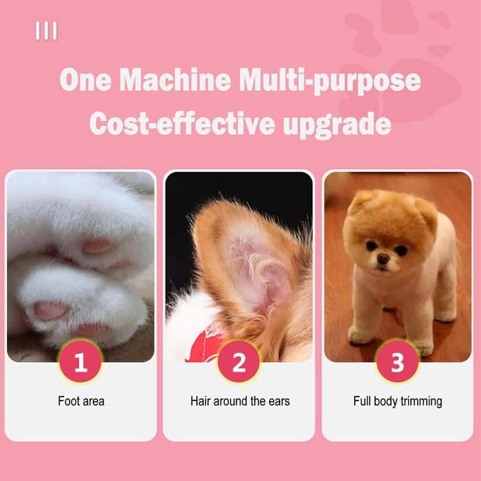 Машинка для стрижки собак, бездротова з LED-підсвічуванням, 2 швидкості, для догляду за дрібними тваринами (BLACK)