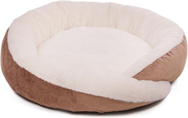 Кругле ліжко для собак Wallace & Jones Grace - зручне лежання для середніх собак | М'яке ліжко з бортиками, неслизьке | Колір коричнево-бежевий | Розмір M | 60 x 60 x 18 см