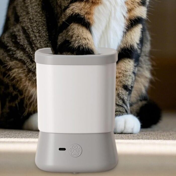 Мийка для лап собаки, 2-ступеневий аксесуар для догляду, захист від бризок, очищувач лап для прогулянок, подорожей, кемпінгу, відпочинку на природі, вдома, хатнього утримання, купання після прогулянки (сірий)