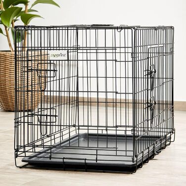 Складана переносна переносна собача будка ZooPrinz з міцного металу – клітка для собак з 2 дверцятами, піддон, ручка для перенесення, 4 розміри (77,5 x 48,5 x 55,5 см)