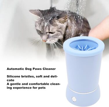 Автоматичний мийник лап для собак Asixxsix, перезаряджуваний, портативний, з м'якою силіконовою щіткою, електричний, для дому та подорожей, блакитний