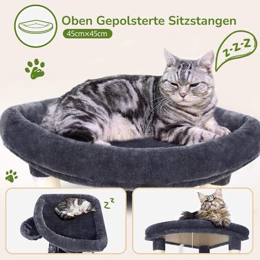 Котячий будиночок Globlazer з когтеточкою, 130 см, XL, темно-сірий. Стабільний кутовий комплекс з будиночком, платформою, гамаком та м'яким кошиком для великих котів.