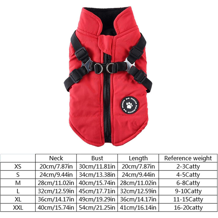 Водонепроникний теплий зимовий одяг для собак: жилет, куртка з шлейкою, бавовняний костюм червоний L