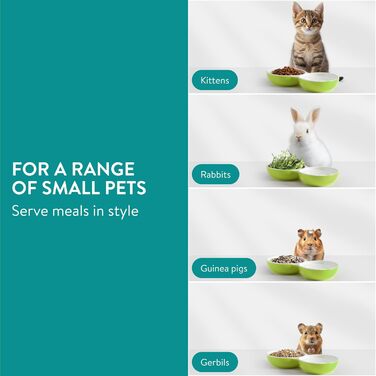 Набір мисок для тварин Navaris: котики, морські свинки, кролики. 2 шт. Кераміка, зелений колір. Підходить для маленьких тварин, гризунів та хом'яків.