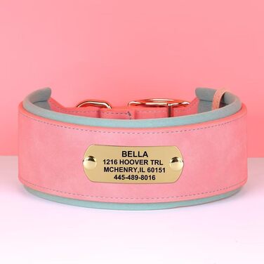 Нашийник для собак PET ARTIST з міцної PU шкіри, середнього та великого розміру, з можливістю гравіювання імені, надійна металева застібка, підходить для пітбулів та великих собак, L (XL: обхват шиї 48-58 см, ширина 5 см, рожевий)
