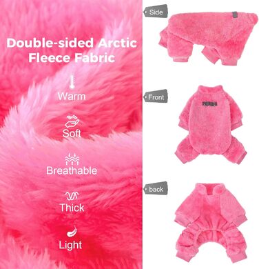 Піжама для собак, теплий зимовий светр, м'який велюр, для цуценят, маленьких та середніх тварин, собак та котів, зелений (Large, Pink)