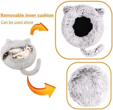 Крісло-гніздо для котів та собак, плюшеве, 55 см, сіре. Зручне ліжко для кота та собаки, антиковзаюче, миється