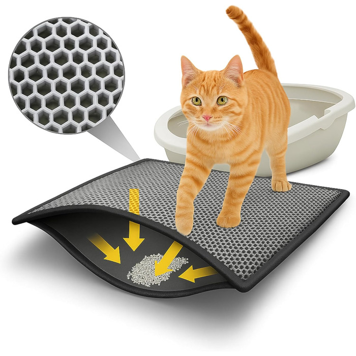 Килимок під лоток для котів BYPET, 58 см, круглий, вологостійкий, з дизайном 