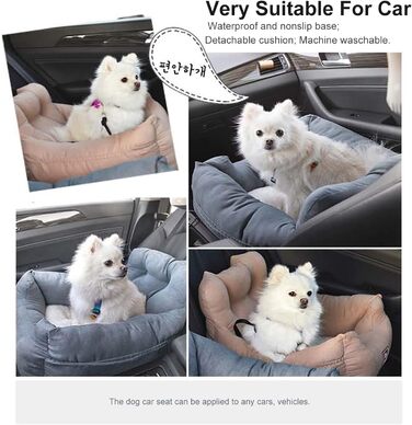 PETCUTE: Зручний автокрісло для собак, сірого кольору. Безпечний кріплення, знімний килимок, кишені для зберігання. Підходить для маленьких собак