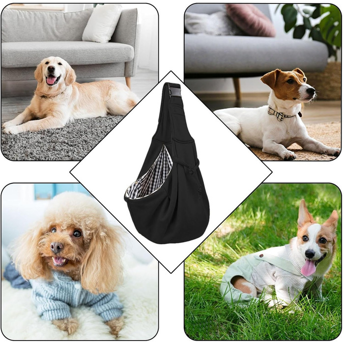 Чорна переносна сумка-переноска для собак та інших дрібних тварин | Зручна, регульована переноска для собак, ідеальна для подорожей та прогулянок