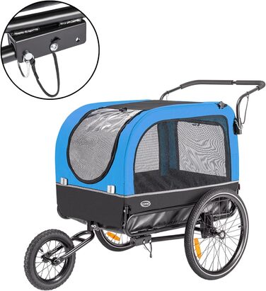 Причіп для собак CXWXC 2-в-1: велосипедний та візок для собак з амортизаторами, синій. Максимальне навантаження 40 кг