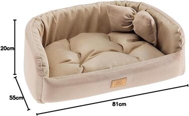 Крісло-ліжко для собак Ferplast Harris, 80x55 см, з подушкою, твід та велюр, бежеве, миється