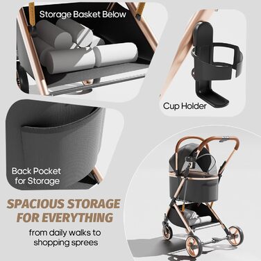 Дитяча коляска для тварин з 4 колесами, візок для собак з знімною люлькою, складаний візок-переноска для собак та котів до 22,7 кг, 3-в-1, багатофункціональний