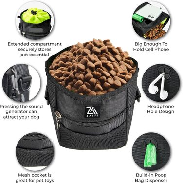 Сумка для ласощів для собак Leckerlibeutel: зручна сумка для цуценят з регульованим ремінцем, кліпсою для пояса, дозатором кульок та кишенями на блискавці та на шнурку