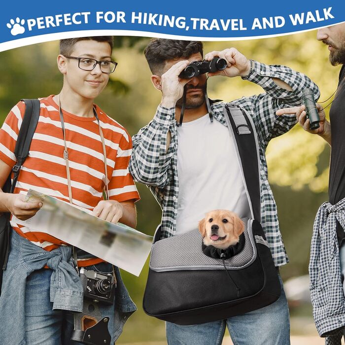 Сумка-переноска для собак та котів, чорна, до 5 кг, регульована, для прогулянок