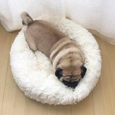 М'яке кругле ліжко для котів та собак. Ліжко-подушка для тварин, 70см, біле. Підходить для котів та собак середніх розмірів. Легко миється.