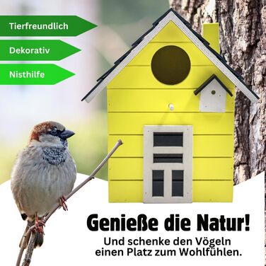 Пташник Vogelhaus No.64 для малих птахів (мезені, зяблики, чижики) - для дому та саду, різні кольори (темний жовтий)