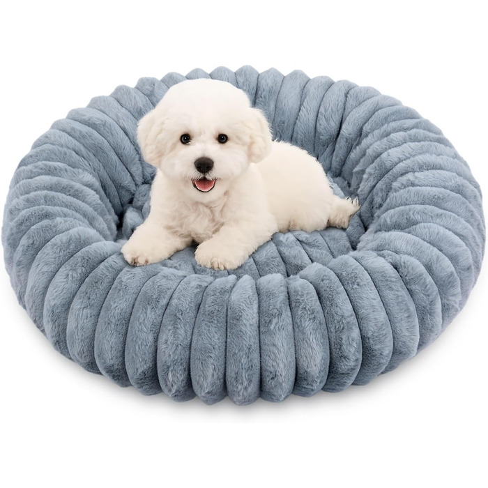 М'яке лежанка для собак та котів Qoosea, донат з підтримкою шиї, 40 см, сірий