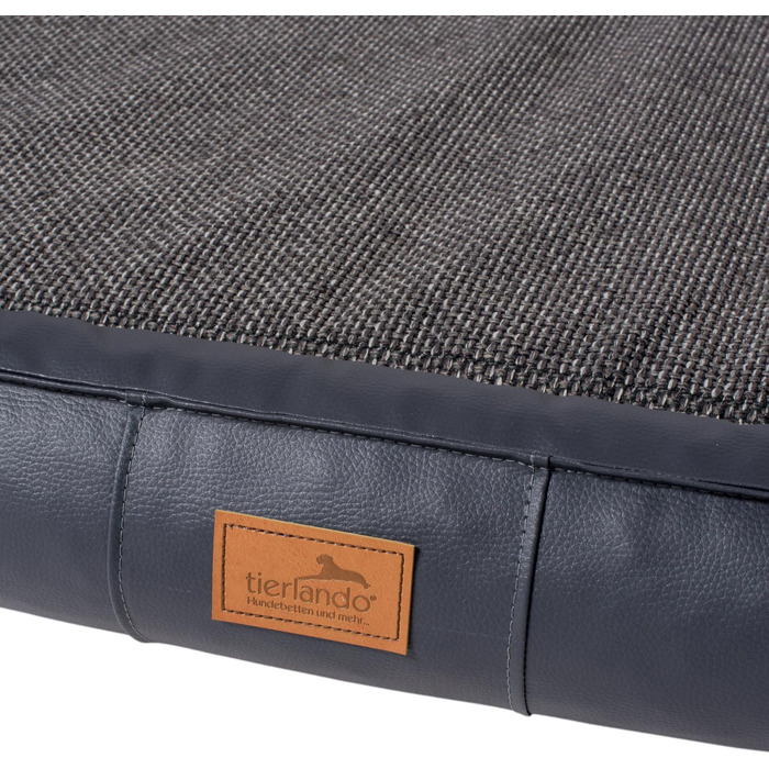 Ортопедичне ліжко для собак Tierlando® Linus Ortho Plus, 110x90 см, з віскоеластичною матрацом, штучна шкіра, графіт