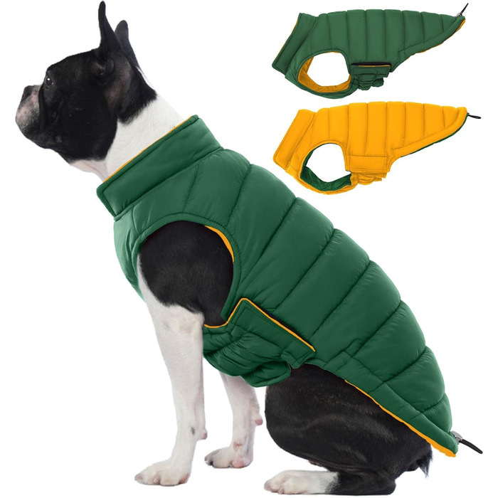 Водонепроникний та вітронепроникний теплий зимовий жилет для собак Lelepet, XS, зелений