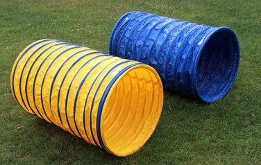 Набір тунелів для аджиліті Calliway Hoopers Profi (2 шт.) – для аджиліті та хоперс, 60 см Ø, 100 см довжина, синій/жовтий