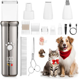 Триммер для собак 4-в-1: машинка для стрижки, ножиці, точилка для кігтів, гребінець. Безшумна, акумуляторна. Підходить для собак та котів.