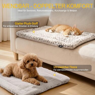 Тепла ковдра Mora Pets для котів: самонагріваюча, м'яка, двостороння, 70 x 46 см