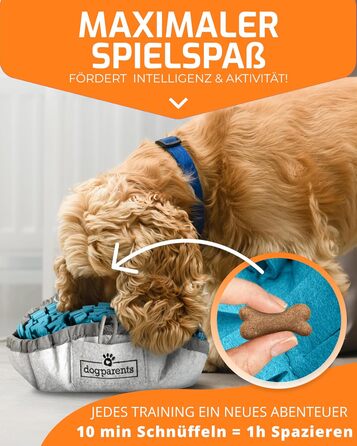 DOGPARENTS® нюхальний килимок для собак малих і великих, міцна синя іграшка-килимок для занять і пошукових ігор