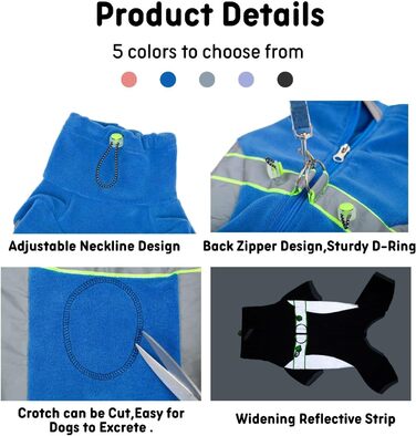 Теплий зимовий пуховик для собак BT Bär, блакитний, розмір S, з кільцем D, регульований, з блискавкою