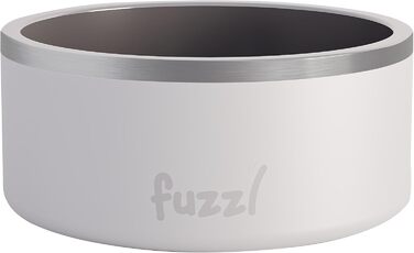 Ізольована термочаша для собак Fuzzl Titan, 20 см, матово-біла, з гумовим дном, для води та корму, універсальна миска для середніх і великих собак, для дому та вулиці