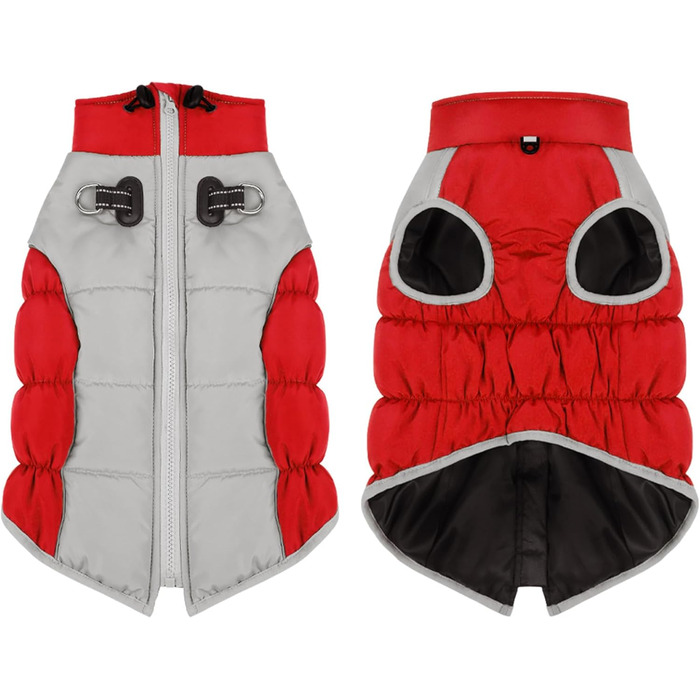 Зимовий жилет для собак Aiboria, теплий, непромокальний, без рукавів, з нагрудником (червоний, XXL)