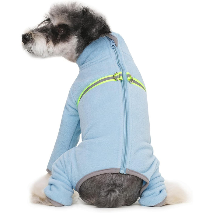 Зимовий одяг для собак, теплий м'який флісовий халат з світловідбиваючим блискавкою, костюм для собак, піжама для домашніх тварин (розмір XXL, блакитний)