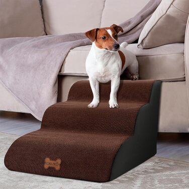 Сходинки для собак Caliyo, 3 сходинки, для маленьких собак та котів, 40 см, знімний чохол, неслизьке дно (60×40×40 см)