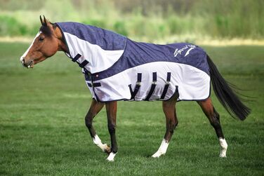 Водостійка попона-протимошка Imperial Riding Super-Dry 2-в-1 для коней, без хвоста, темно-синя (Navy), розмір 135