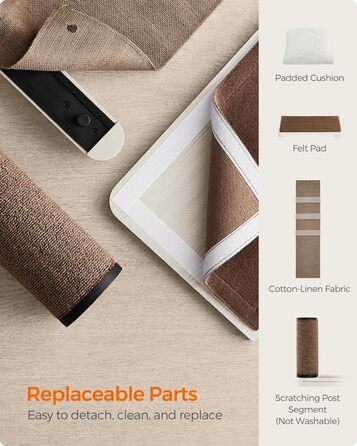 Feandrea Clickat Collection - Драбина-подряпування для котів, 100 см, товста, настінна, з 2 стійками, діаметр 10,4 см, швидка збірка, розширювана, (XXL набір меблів для котів на стіні)