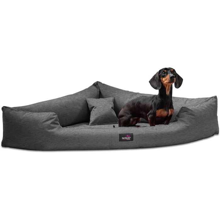 Ортопедичне ліжко для собак Tierlando® Trivia, 80x80 см, з віскоеластичною матрацом, поліестер, темно-сірий меланж