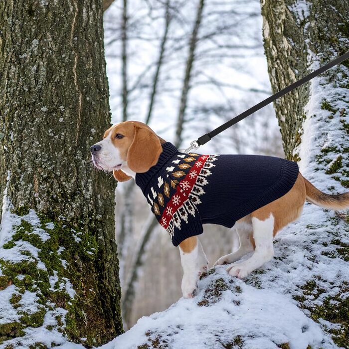 Пуловер для собак EXPAWLORER Fair Isle з візерунком Fair Isle - стильний одяг для собак, в'язана жилетка, пуловер для цуценят, теплий пуловер з коміром-стійкою для малих, середніх та великих собак, блакитний, розмір M (Medium)