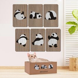 Котячий дряпак для стіни AUSCAT з коробкою, 7 шт. Картон для дряпання котів, захист стін та меблів, 37 x 24 см, дизайн Панда