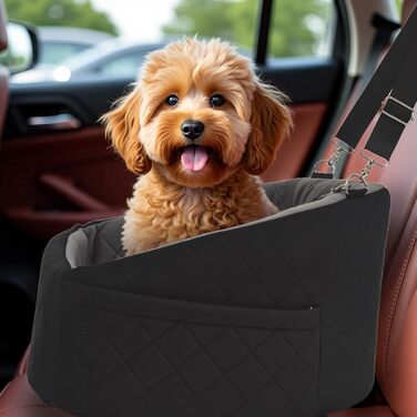Автомобільний лежак для собак та котів, з кишенями для зберігання, з ременями безпеки, чорний та сірий