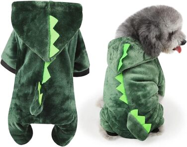 Костюм для собак - динозавр, FRCOLOR, 3 шт., зелений. Теплий матеріал, для святкування Halloween, фотосесій та повсякденного використання.