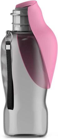 Водяна пляшка для собак Kalimdor, 765 мл, рожева: витокозахисна, портативна, з мискою для їжі, для прогулянок, подорожей