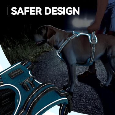 Шлейка для собак VIVAGLORY Easewalk, анти-тягнуча, для дресирування та прогулянок, з ручкою, надійна, запобігає вислизанням, для цуценят та собак, S (Блакитний, обхват грудної клітки 36-61 см)